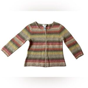 VINTAGE TALBOTS HAND KNIT FULL ZIP CARDIGAN SWEATER WOMENS MEDIUM PETITE COTTON